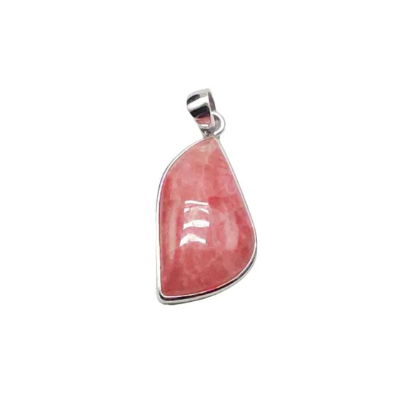 925 Sterling Silver Pink Rhodochrosite Pendant Vintage - Picture 1 of 5